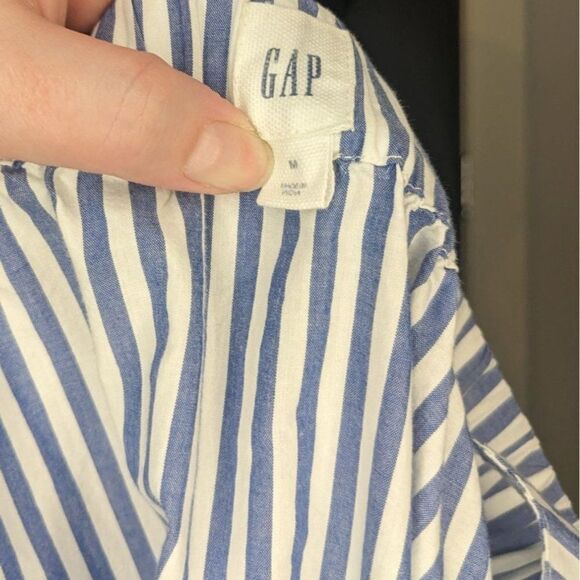 *3 for $12* Gap Blue & White Stripe Off Shoulder Tunic Blouse w Bow Detail - M - Picture 4 of 7